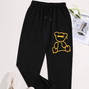 Bear Print Drawstring Waist Sweatpants